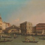 Canaletto (atelier van), Het Canal Grande met de Ponte Rialto en de Fondaco dei Tedeschi, 1707 - 1750. Collectie Rijksmuseum Amsterdam